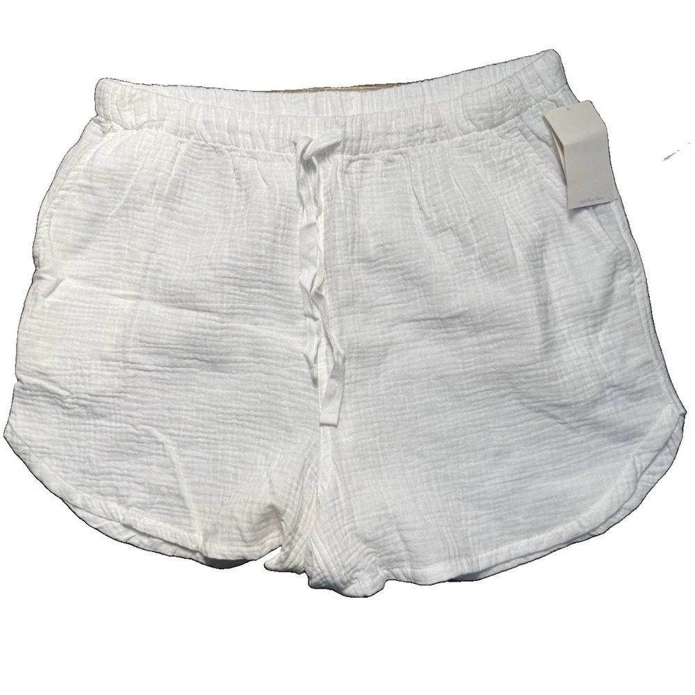 Stars Above High Waist White Soft Draw String Cotton Sleep Shorts Large NWT